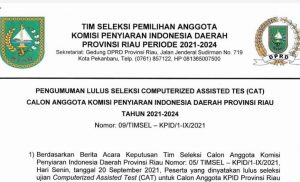 30 Calon Anggota KPID Riau Lulus Ujian CAT, Berikut Daftar Namanya