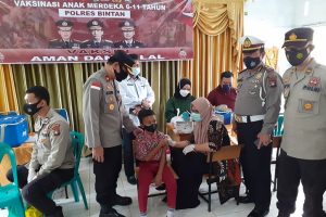 Sehari Vaksinasi Merdeka Anak di Polres Bintan, 3.008 Pelajar Disuntik Vaksin Covid-19