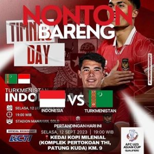 Kualifikasi Piala Asia U-23, Ayo Nobar Indonesia Vs Turkmenistan di Kedai Kopi Milenial