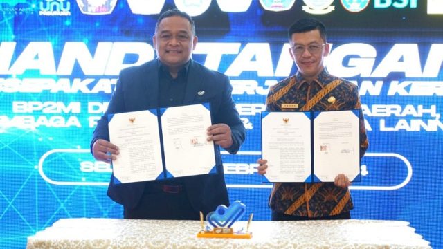 Pj Wako Tanjungpinang Menandatangani Nota Kesepakatan dan Perjanjian untuk Perlindungan PMI bersama BP2MI