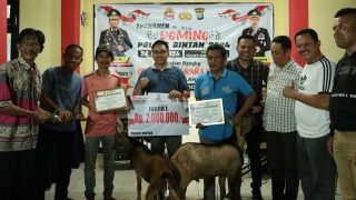 Juara Turnamen Domino, Candra Cs Menerima 2 Ekor Kambing dari Kapolres Bintan