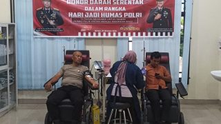 Hari Jadi Ke-73 Humas Polri, Puluhan Personel Polres Bintan Mendonorkan Darah