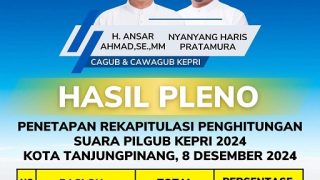 Hasil Pleno KPU Kepri, Ansar-Nyanyang Menang dengan Selisih 82.742 Suara dari Rudi-Rafiq