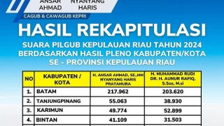 Final, Ansar-Nyanyang Menang 55,06 Persen, Rudi-Rafiq Cuma Unggul Tipis di Karimun