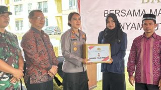 Jelang Ramadan 1446 Hijriah, Polres Bintan dan Mahasiswa Berbagi Sembako