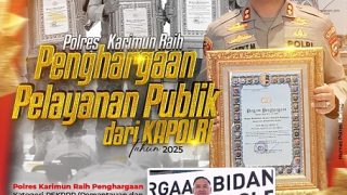 Polres Karimun Meraih Penghargaan Pelayanan Publik Terbaik dari Kapolri