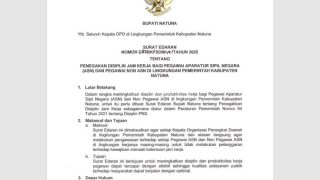 Bupati Natuna Menerbitkan Aturan Terbaru Kedisiplinan Pegawai