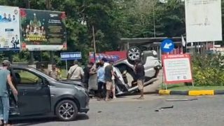 Mobil Pengunjung Wisata Lagoi Terbalik Kena Tabrak, Penumpangnya Selamat