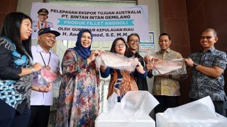 Hj Dewi Kumalasari Melepas Ekspor Fillet Ikan Anggoli Produk PT Bintan Intan Gemilang ke Australia